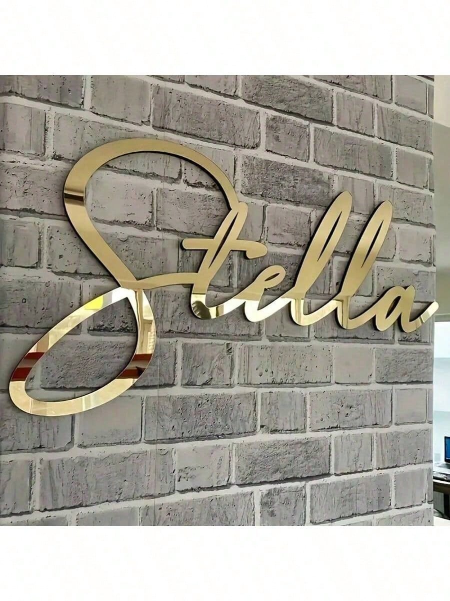 Customized Acrylic Mirror Stickers, Gold/Silver/Black Letter Wall Decals, Suitable For Bedroom, Living Room, Party Backdrop Decor, Unique Name Wall Art, Mother's Day, Home