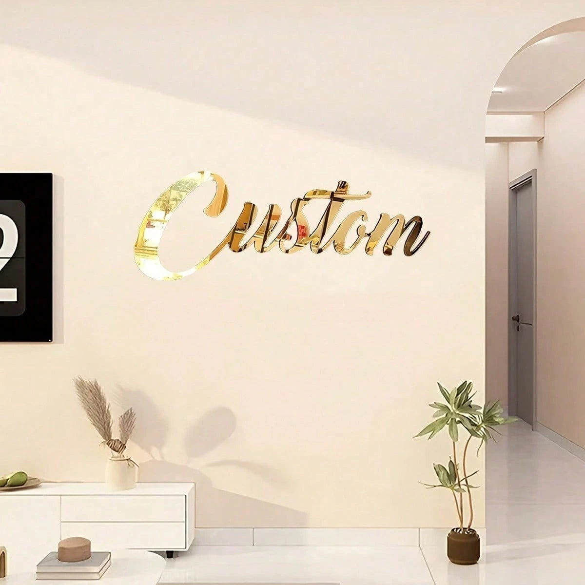 Customized Acrylic Mirror Stickers, Gold/Silver/Black Letter Wall Decals, Suitable For Bedroom, Living Room, Party Backdrop Decor, Unique Name Wall Art, Mother's Day, Home