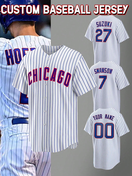 Customized Name And Number Boyfriend Style Men's Embroidery Baseball Jersey Chicago White V-Neck Personalized Short Sleeve Button Down Shirts Party Games Training Sports Tops S-Xxl Stylish,Fashion,Hip