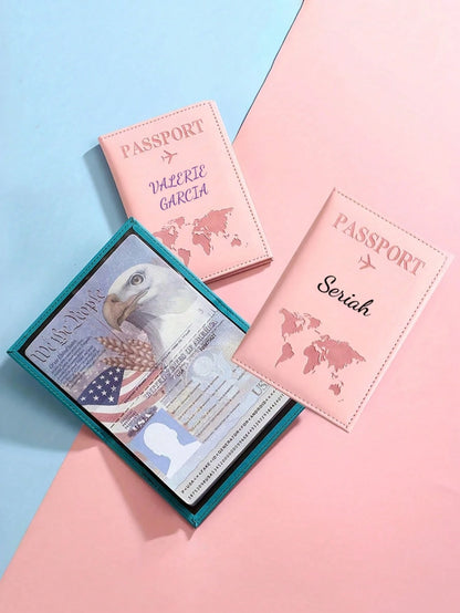 Customized Text Logo Passport Cover, PU Leather Passport Holder, Ticket Wallet, Large Capacity, Foldable, Minimalist, Gifts For Family, Friends, Birthday, Anniversary, Graduation Gifts, Blocking, Trav