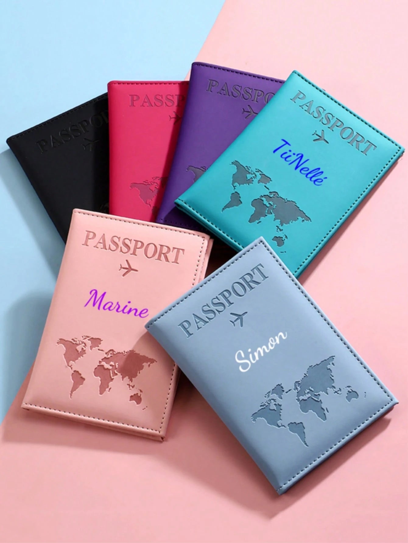Customized Text Logo Passport Cover, PU Leather Passport Holder, Ticket Wallet, Large Capacity, Foldable, Minimalist, Gifts For Family, Friends, Birthday, Anniversary, Graduation Gifts, Blocking, Trav