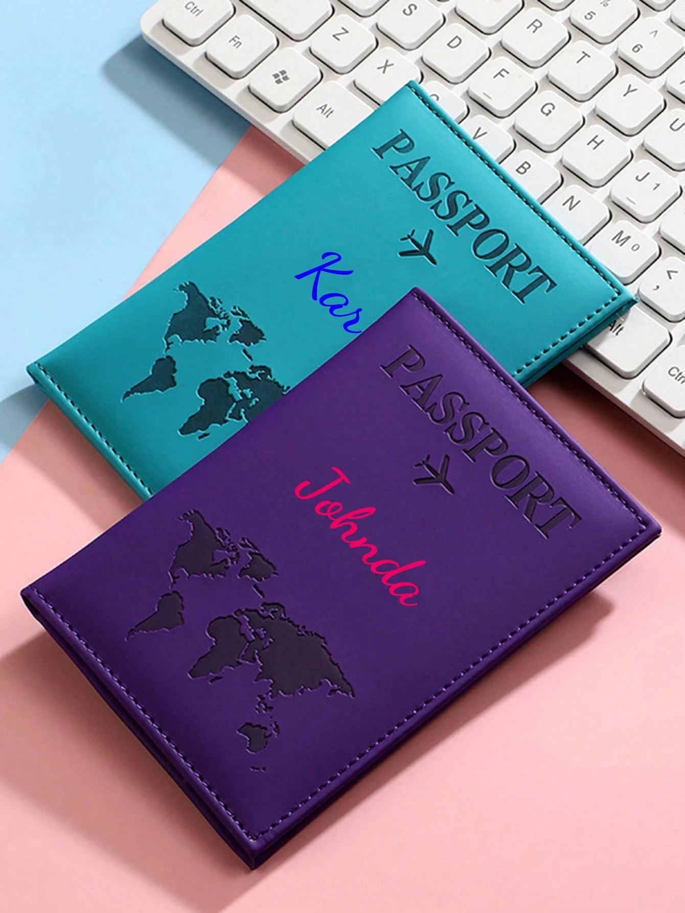 Customized Text Logo Passport Cover, PU Leather Passport Holder, Ticket Wallet, Large Capacity, Foldable, Minimalist, Gifts For Family, Friends, Birthday, Anniversary, Graduation Gifts, Blocking, Trav