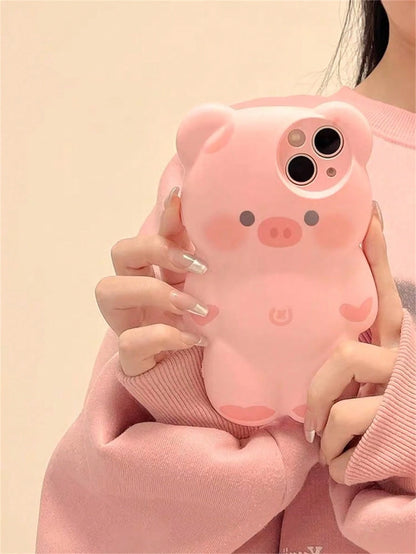 Cute Baby Pink Ins Korean Style Cartoon Lovely Pink 3d Pig Design Phone Case Compatible With IPhone 14 Pro Max/13/12/11 Kawaii Waterproof Shockproof Anti-Fall Scratch Resistant
