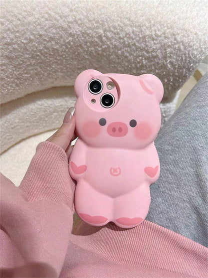 Cute Baby Pink Ins Korean Style Cartoon Lovely Pink 3d Pig Design Phone Case Compatible With IPhone 14 Pro Max/13/12/11 Kawaii Waterproof Shockproof Anti-Fall Scratch Resistant