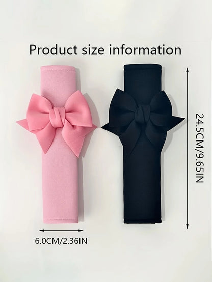 Cute Bow Leather Car Seat Belt Shoulder Pad Cover, Soft Comfortable Seat Belt Protector, Pink Feminine Car Interior Decoration Accessory, Universal Fashion Car Accessory, Suitable For Women