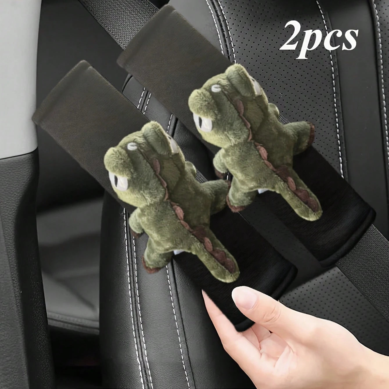 Cute Dinosaur Car Seat Belt Shoulder Pads, Plush Personalized Adorable Soft Car Decor Shoulder Protector