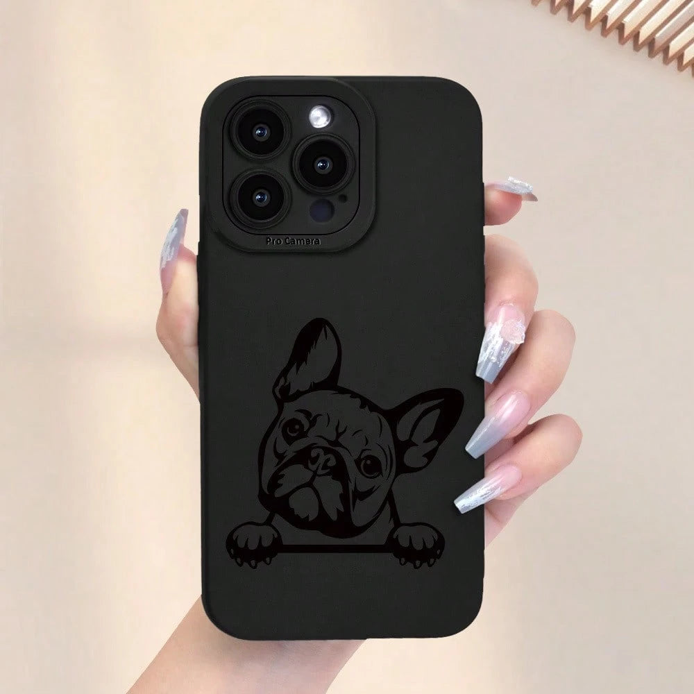 Cute French Bulldog Pattern Phone Case, A New Hot-Selling Frosted Feel Phone Cover Suitable For Iphone 16/15/14/13/12/11/X/XR/XS/8/7/SE Mini Plus Pro Max Series, Providing Full Protection Against Shoc