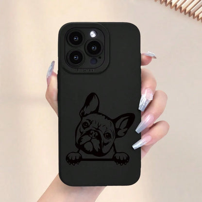 Cute French Bulldog Pattern Phone Case, A New Hot-Selling Frosted Feel Phone Cover Suitable For Iphone 16/15/14/13/12/11/X/XR/XS/8/7/SE Mini Plus Pro Max Series, Providing Full Protection Against Shoc