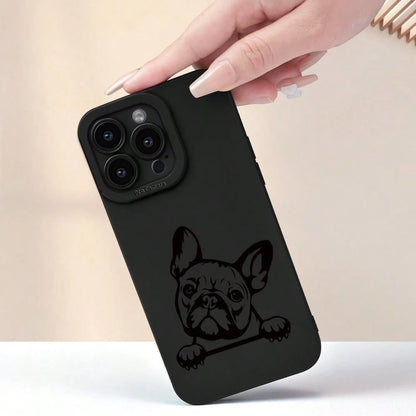 Cute French Bulldog Pattern Phone Case, A New Hot-Selling Frosted Feel Phone Cover Suitable For Iphone 16/15/14/13/12/11/X/XR/XS/8/7/SE Mini Plus Pro Max Series, Providing Full Protection Against Shoc