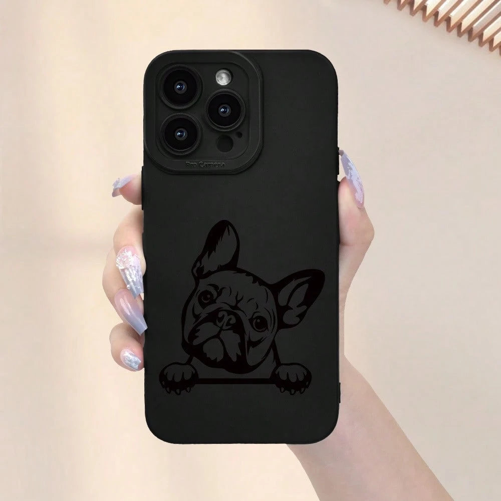 Cute French Bulldog Pattern Phone Case, A New Hot-Selling Frosted Feel Phone Cover Suitable For Iphone 16/15/14/13/12/11/X/XR/XS/8/7/SE Mini Plus Pro Max Series, Providing Full Protection Against Shoc
