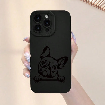 Cute French Bulldog Pattern Phone Case, A New Hot-Selling Frosted Feel Phone Cover Suitable For Iphone 16/15/14/13/12/11/X/XR/XS/8/7/SE Mini Plus Pro Max Series, Providing Full Protection Against Shoc