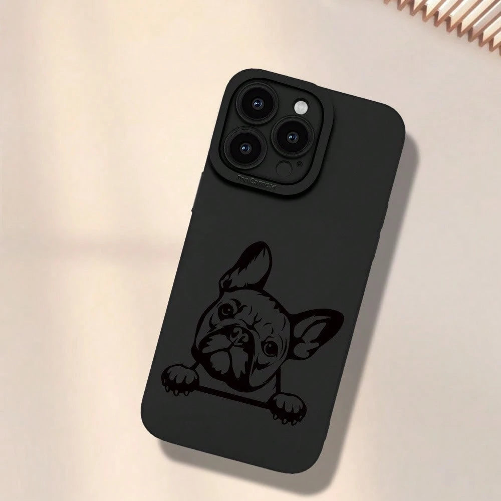 Cute French Bulldog Pattern Phone Case, A New Hot-Selling Frosted Feel Phone Cover Suitable For Iphone 16/15/14/13/12/11/X/XR/XS/8/7/SE Mini Plus Pro Max Series, Providing Full Protection Against Shoc