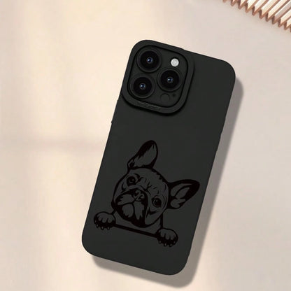 Cute French Bulldog Pattern Phone Case, A New Hot-Selling Frosted Feel Phone Cover Suitable For Iphone 16/15/14/13/12/11/X/XR/XS/8/7/SE Mini Plus Pro Max Series, Providing Full Protection Against Shoc