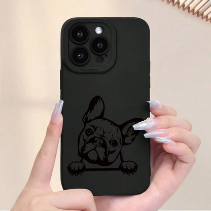 Cute French Bulldog Pattern Phone Case, A New Hot-Selling Frosted Feel Phone Cover Suitable For Iphone 16/15/14/13/12/11/X/XR/XS/8/7/SE Mini Plus Pro Max Series, Providing Full Protection Against Shoc