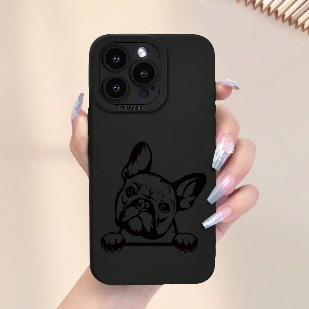 Cute French Bulldog Pattern Phone Case, A New Hot-Selling Frosted Feel Phone Cover Suitable For Iphone 16/15/14/13/12/11/X/XR/XS/8/7/SE Mini Plus Pro Max Series, Providing Full Protection Against Shoc