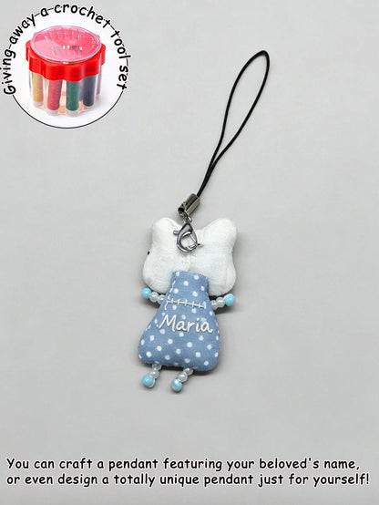 Cute Frog Pig Rabbit Handmade Beaded Phone Chain Keychain Pendant, DIY Handmade Animal Charm Decor Y2K Style Lanyard Bag Accessory, Crochet Kit With Crochet Tools (Box Color Random), Universal Phone C