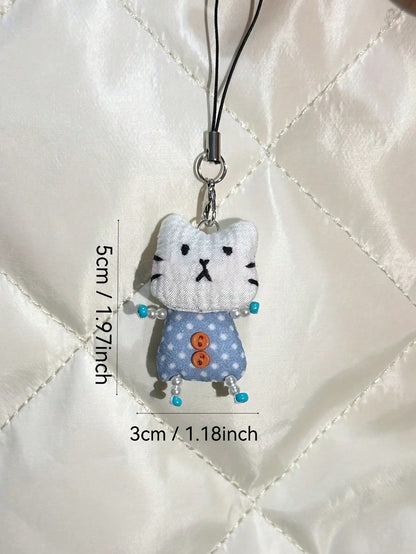 Cute Frog Pig Rabbit Handmade Beaded Phone Chain Keychain Pendant, DIY Handmade Animal Charm Decor Y2K Style Lanyard Bag Accessory, Crochet Kit With Crochet Tools (Box Color Random), Universal Phone C