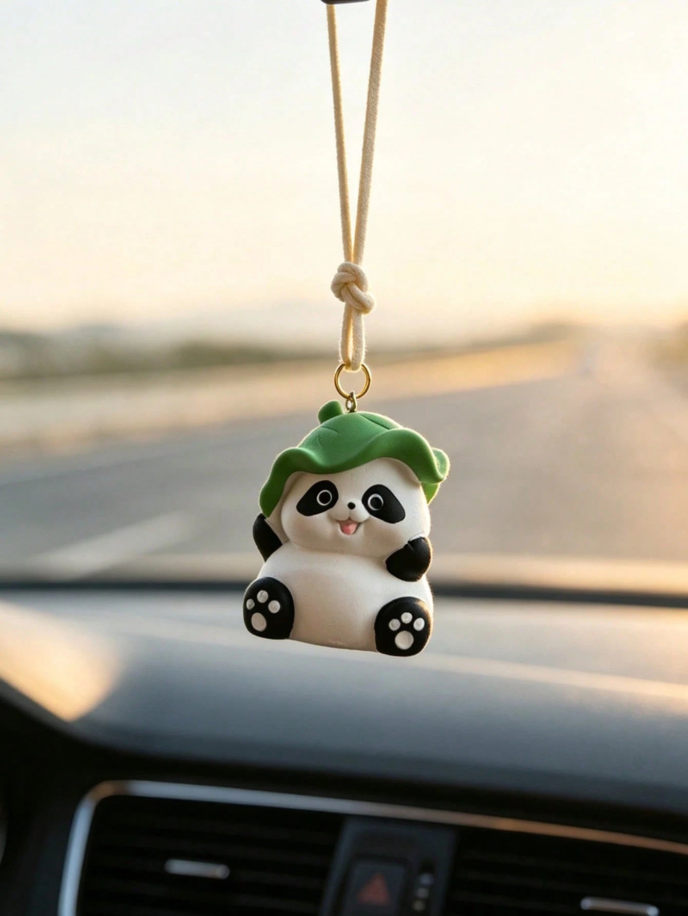 Cute Happy Duck Car Hanging Ornament Resin Panda Rearview Mirror Pendant Cartoon Adorable Car Decor Accessory