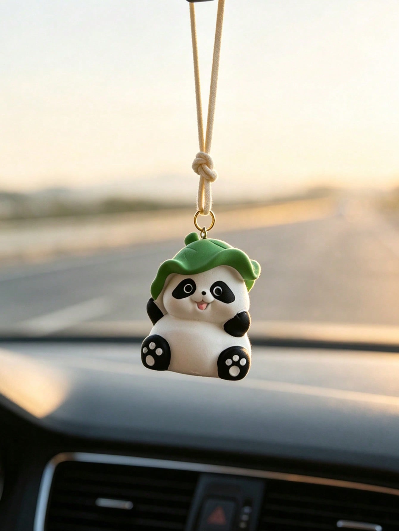 Cute Happy Duck Car Hanging Ornament Resin Panda Rearview Mirror Pendant Cartoon Adorable Car Decor Accessory