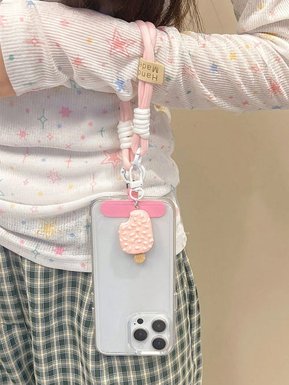 Cute Ice Cream Phone Lanyard/Wrist Strap, Cartoon Wrist Strap For Travel/Outdoor, Short Phone/Camera/Bottle Holder String