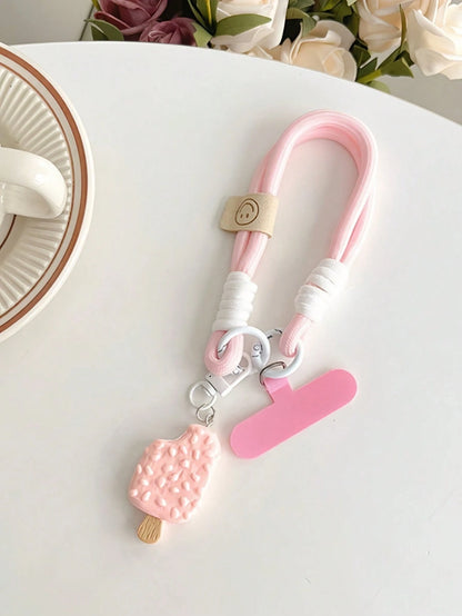 Cute Ice Cream Phone Lanyard/Wrist Strap, Cartoon Wrist Strap For Travel/Outdoor, Short Phone/Camera/Bottle Holder String