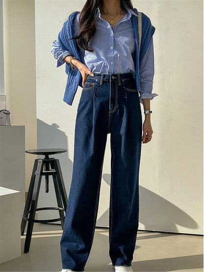 Cute Long Sleeve Button-Up Striped Retro Elegant Casual Blouse For Women, Spring/Summer Holiday/Valentine's Day