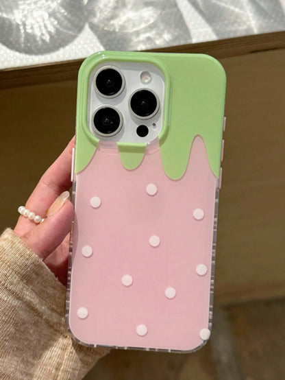 Cute Minimalist Pink Bow Element Fashion Shockproof Soft Protective Yellow Bow Polka Dot Pattern Phone Case Compatible With IPhone 17 Pro Max, 17 Pro, 17 Air, 17, 16, 15, 14, 13, 12, 11 Pro Max Plus B