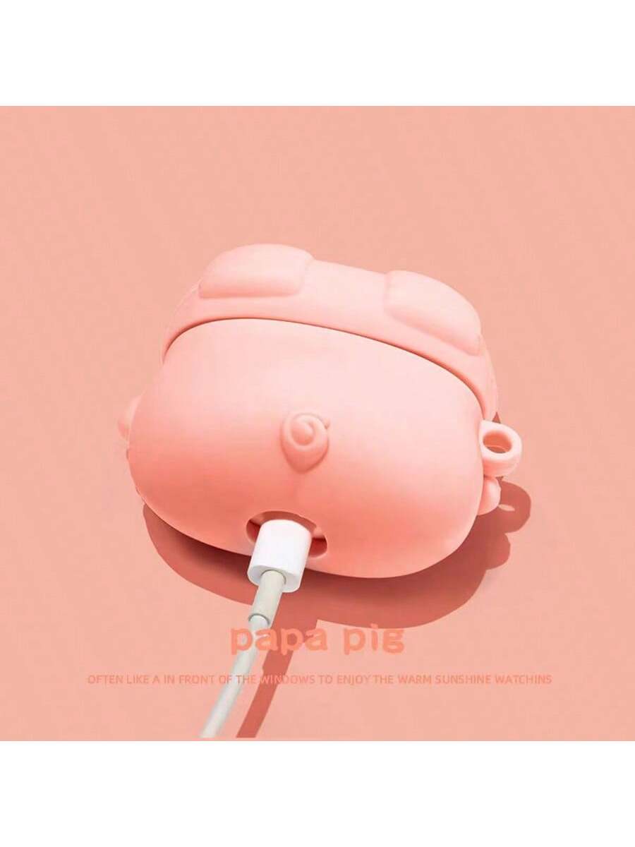 Cute Pink Silicone Pig Lying Pig Portable Bluetooth Earphone Case Spring Birthday Gift