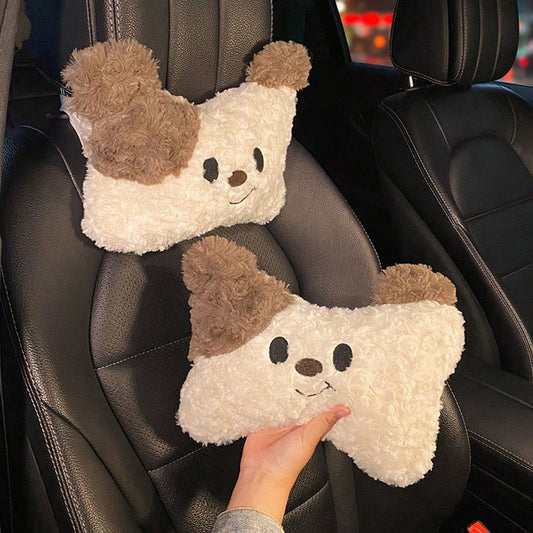 Cute Puppy Car Headrest Pillow For Fall/Winter & Christmas Women's Car Seat Lumbar Support Neck Pillow Vehicle Christmas Decor Perfect Holiday Gift Idea