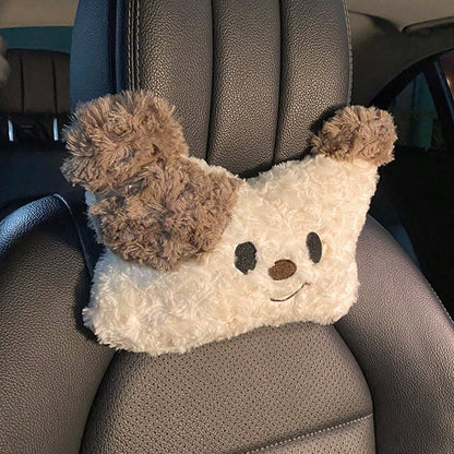 Cute Puppy Car Headrest Pillow For Fall/Winter & Christmas Women's Car Seat Lumbar Support Neck Pillow Vehicle Christmas Decor Perfect Holiday Gift Idea