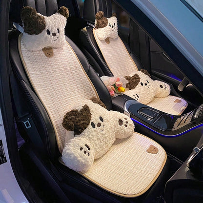 Cute Puppy Car Headrest Pillow For Fall/Winter & Christmas Women's Car Seat Lumbar Support Neck Pillow Vehicle Christmas Decor Perfect Holiday Gift Idea