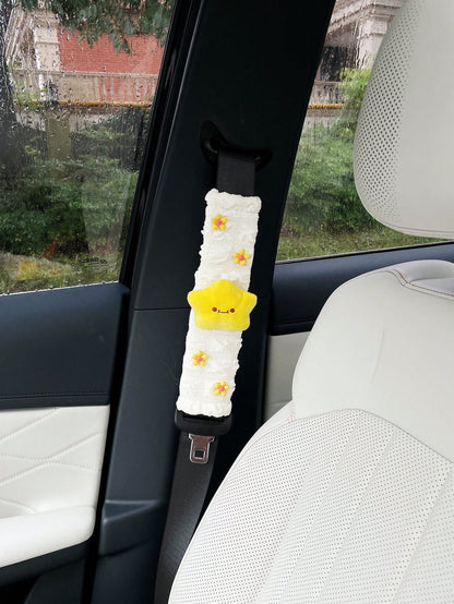 Cute Star & Flower Seat Belt Shoulder Pads, Car Seat Belt Shoulder Covers, Car Interior Seat Belt Pads, Car Seat Belt Decorative Covers