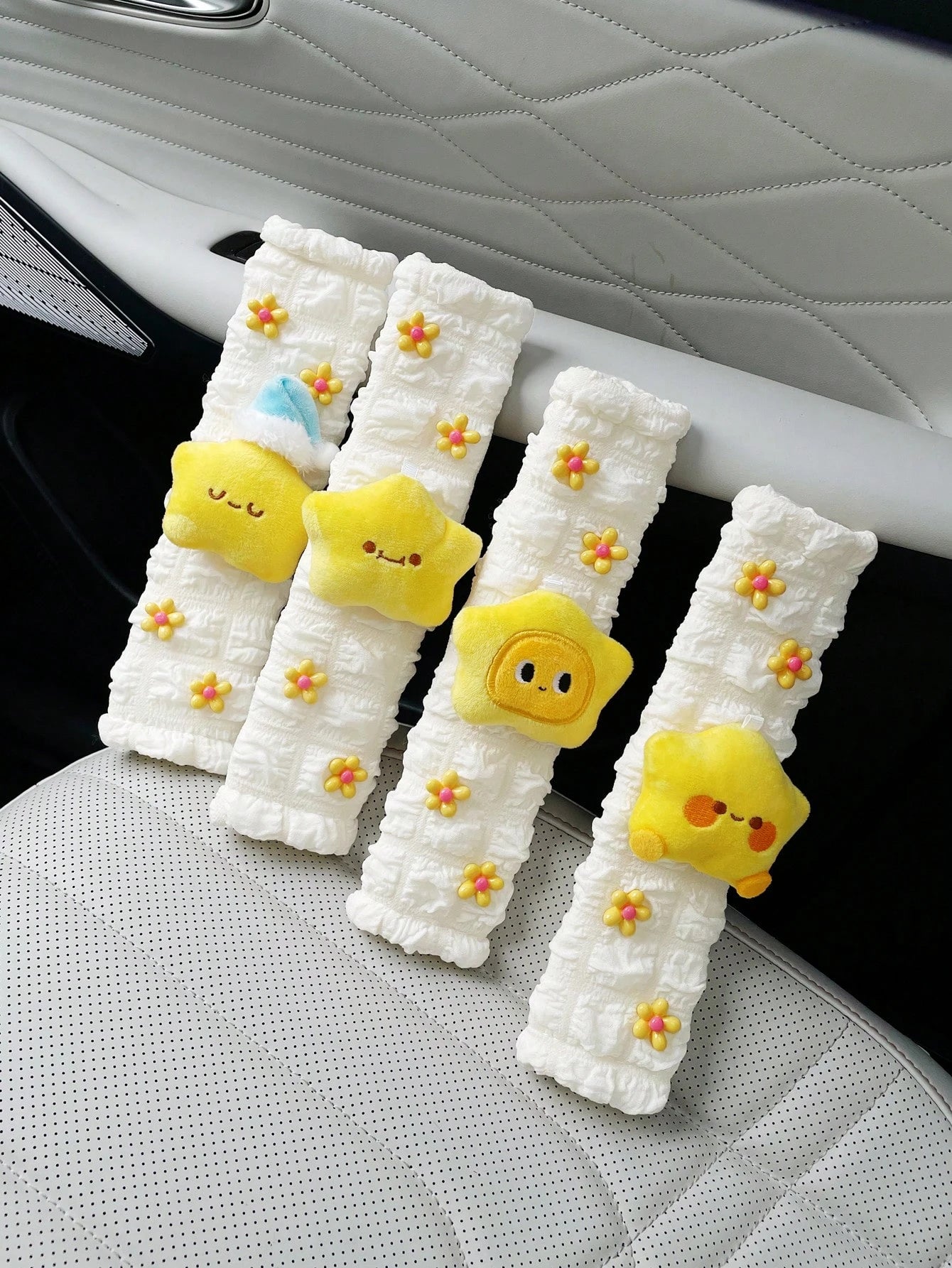 Cute Star & Flower Seat Belt Shoulder Pads, Car Seat Belt Shoulder Covers, Car Interior Seat Belt Pads, Car Seat Belt Decorative Covers