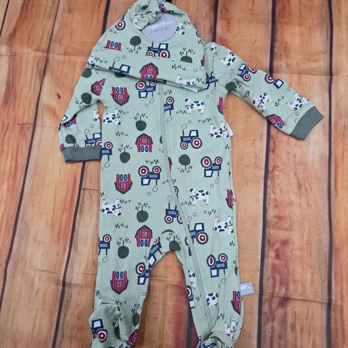 CUTIE PIE BABY FARM BOY COVERALL SET GREEN HG2100005