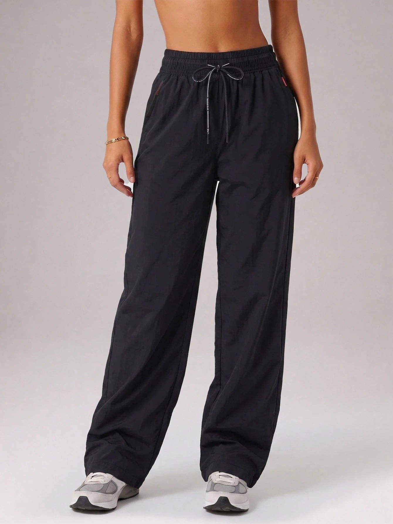 CZRLHYT Women's Drawstring Zipper Pocket Woven Pants, Multi-Functional Loose Pants For Outdoor Activities