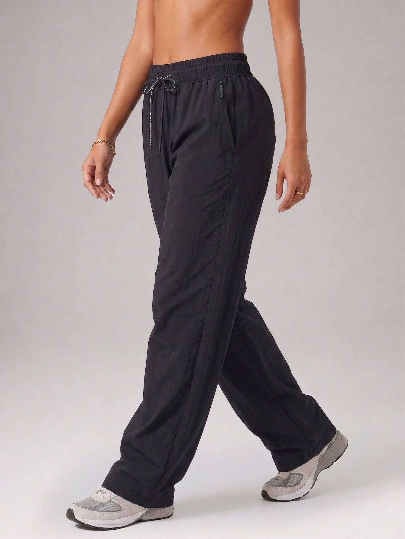 CZRLHYT Women's Drawstring Zipper Pocket Woven Pants, Multi-Functional Loose Pants For Outdoor Activities