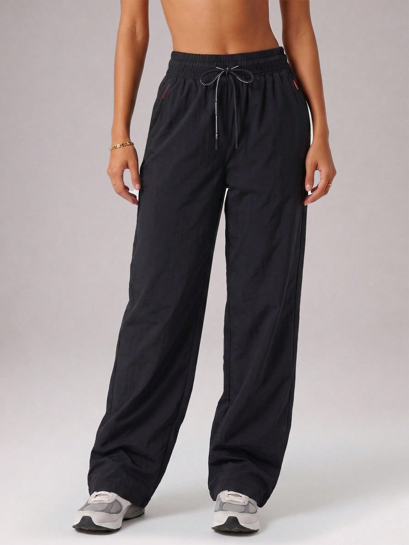 CZRLHYT Women's Drawstring Zipper Pocket Woven Pants, Multi-Functional Loose Pants For Outdoor Activities
