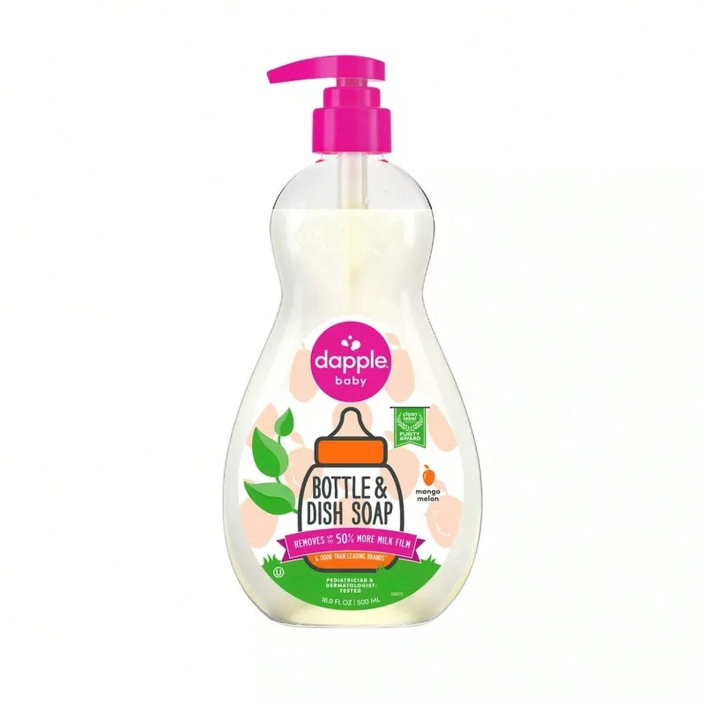 Dapple Baby Bottle & Dish Soap- Mango Melon Scent- 16.9 Fl Oz