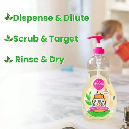 Dapple Baby Bottle & Dish Soap- Mango Melon Scent- 16.9 Fl Oz