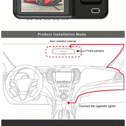Dash Cam For Car, 1080P 3-Channel Dash Cam- Front/Rear/Interior Recording, With Infrared Night Vision, Loop Recording, Wide Angle DVR, 2.0" IPS Screen, Car Video Recorder, 150mAh Lithium Battery