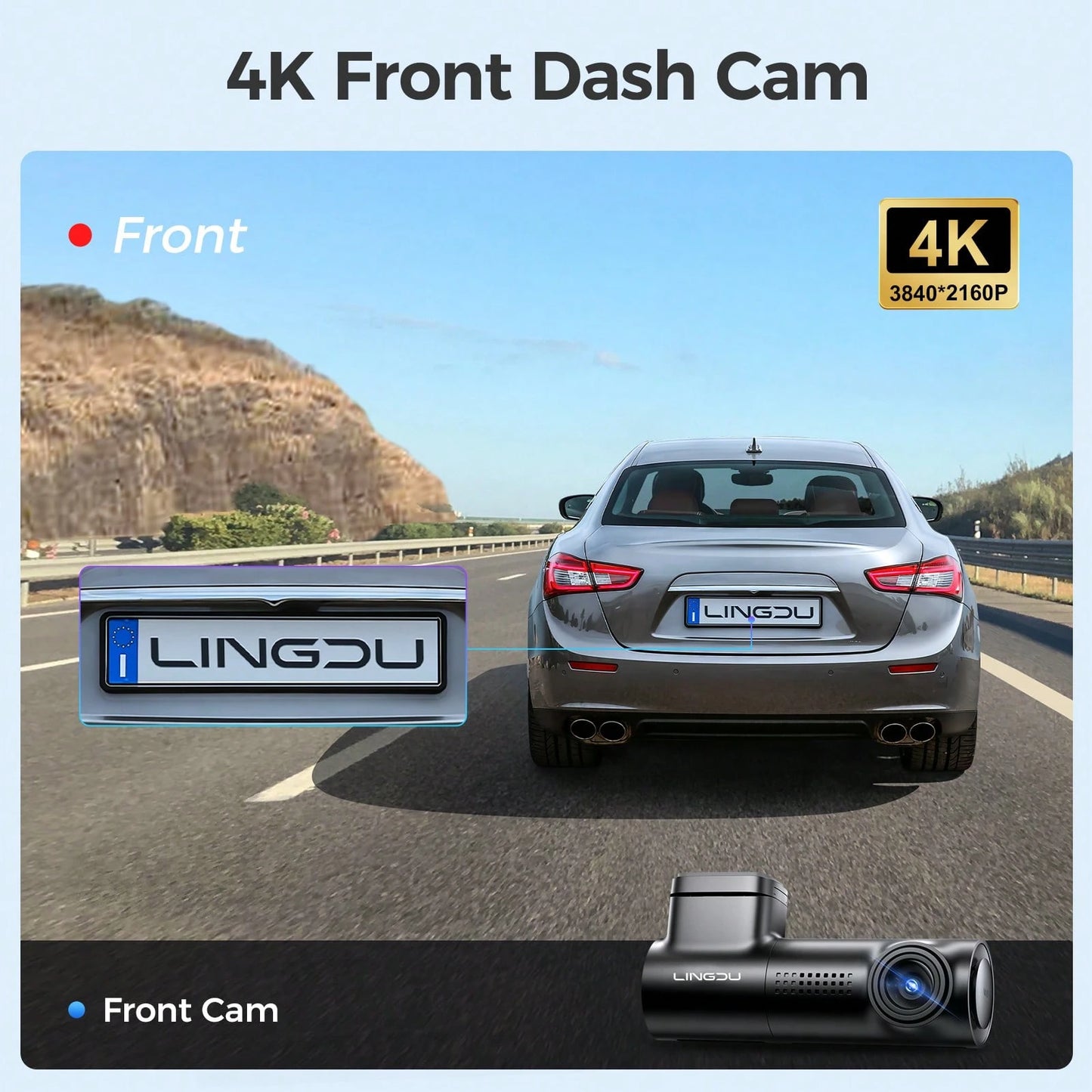 Dash Cam With Night Vision, 4K Front, Wide Angle Car DVR, 0.96" IPS Screen, 24-Hour Motion Sensor Parking Mode, 128GB Memory Card Loop Recording