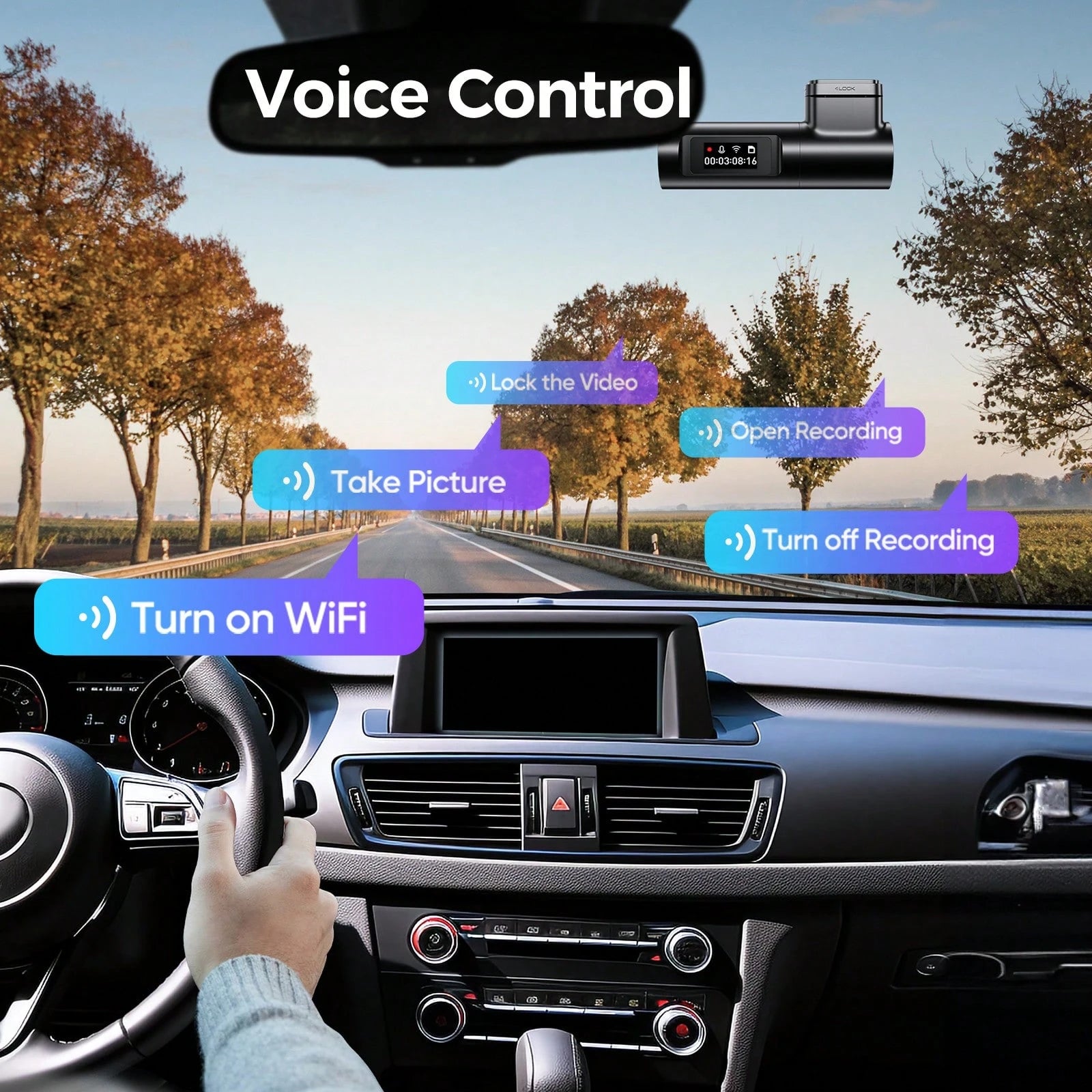 Dash Cam With Night Vision, 4K Front, Wide Angle Car DVR, 0.96" IPS Screen, 24-Hour Motion Sensor Parking Mode, 128GB Memory Card Loop Recording