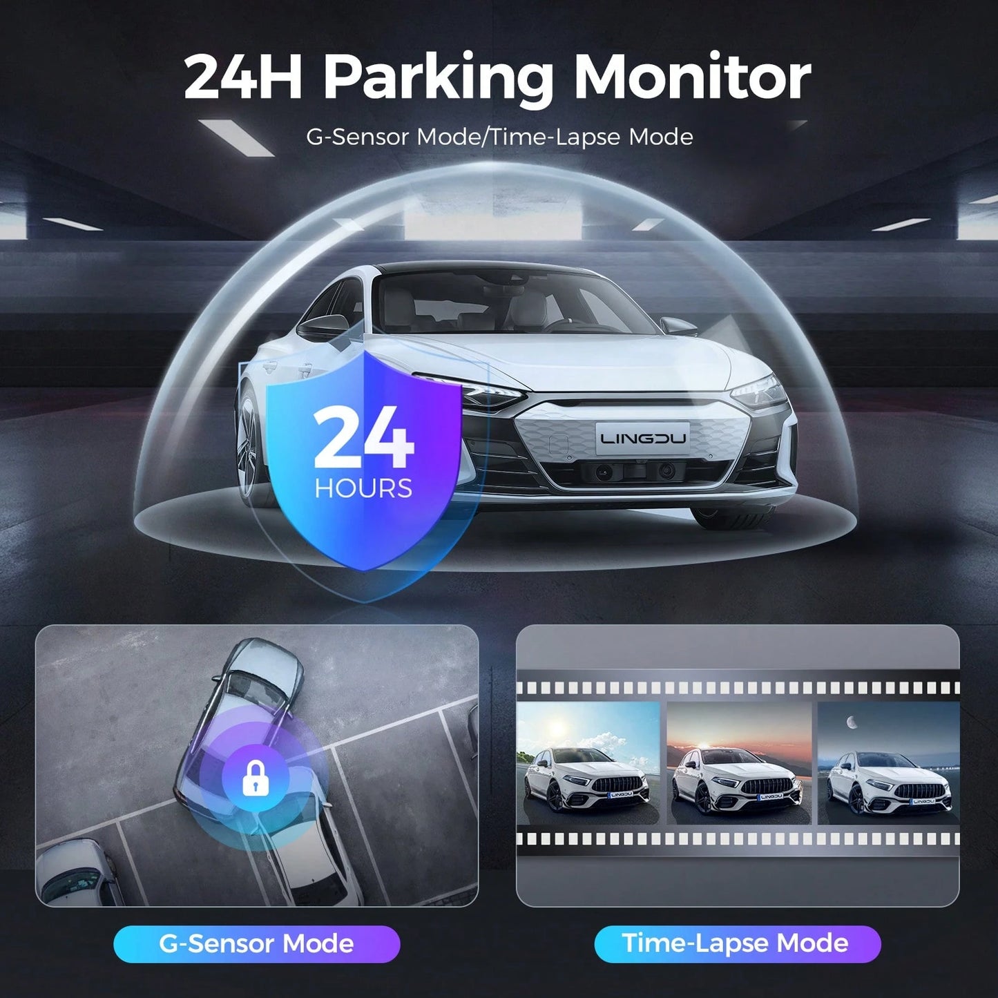 Dash Cam With Night Vision, 4K Front, Wide Angle Car DVR, 0.96" IPS Screen, 24-Hour Motion Sensor Parking Mode, 128GB Memory Card Loop Recording