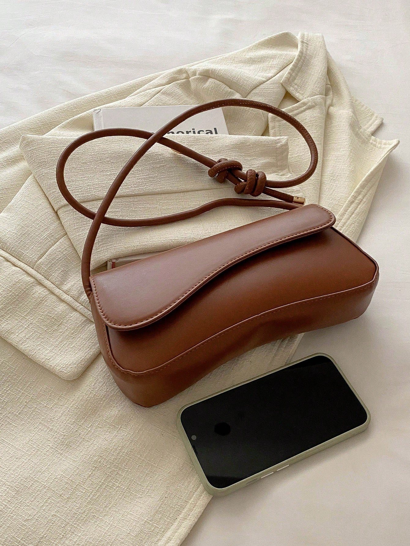 DAZY Fashionable Solid Color Asymmetric Flap Adjustable Shoulder Bag, Suitable For Shopping, Wallet Storage, Young Women, College Students, Newlyweds, Office Ladies, Etc. Also Suitable For Office, Uni