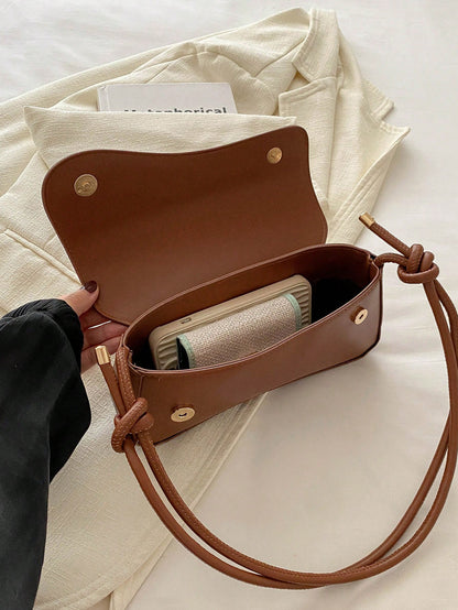 DAZY Fashionable Solid Color Asymmetric Flap Adjustable Shoulder Bag, Suitable For Shopping, Wallet Storage, Young Women, College Students, Newlyweds, Office Ladies, Etc. Also Suitable For Office, Uni