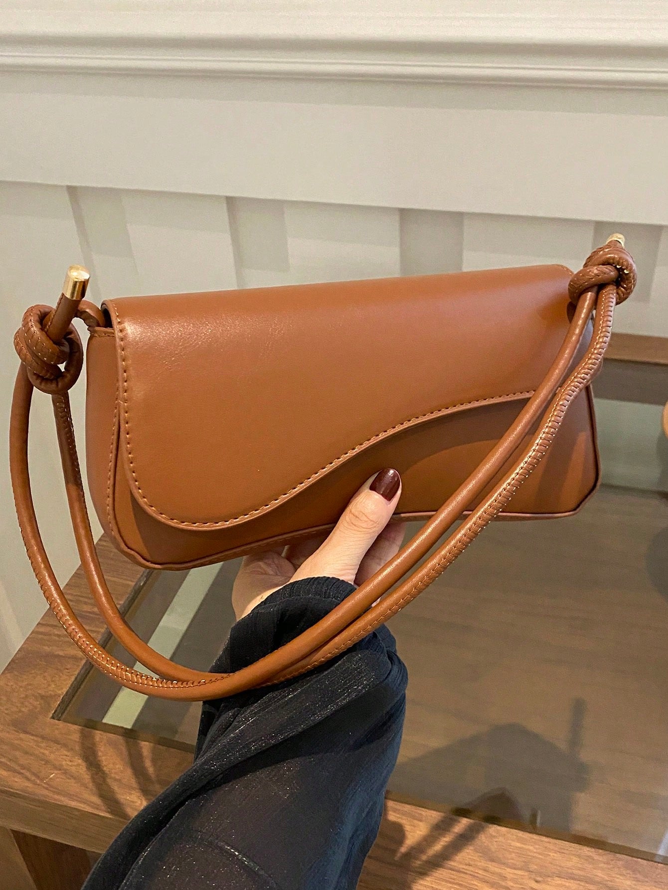 DAZY Fashionable Solid Color Asymmetric Flap Adjustable Shoulder Bag, Suitable For Shopping, Wallet Storage, Young Women, College Students, Newlyweds, Office Ladies, Etc. Also Suitable For Office, Uni
