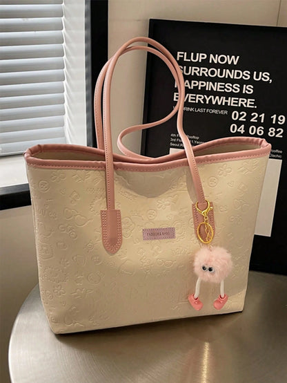 DAZY Large Capacity Women's Fashion Multifunctional Shoulder Bag, New Canvas Handbag, Stylish Design, Suitable For School, Commuting And Shopping (Pendant Not Included), Pink, Office