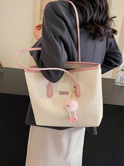 DAZY Large Capacity Women's Fashion Multifunctional Shoulder Bag, New Canvas Handbag, Stylish Design, Suitable For School, Commuting And Shopping (Pendant Not Included), Pink, Office