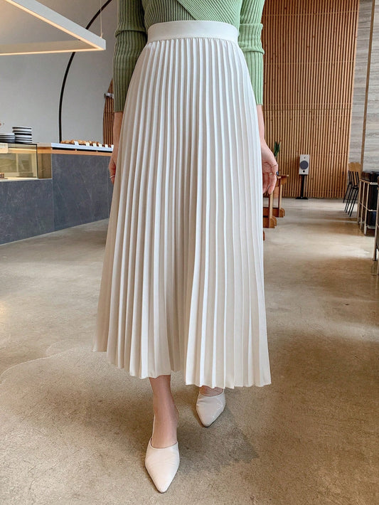 DAZY Solid Color Elegant Pleated Skirt For Women, Spring/Summer