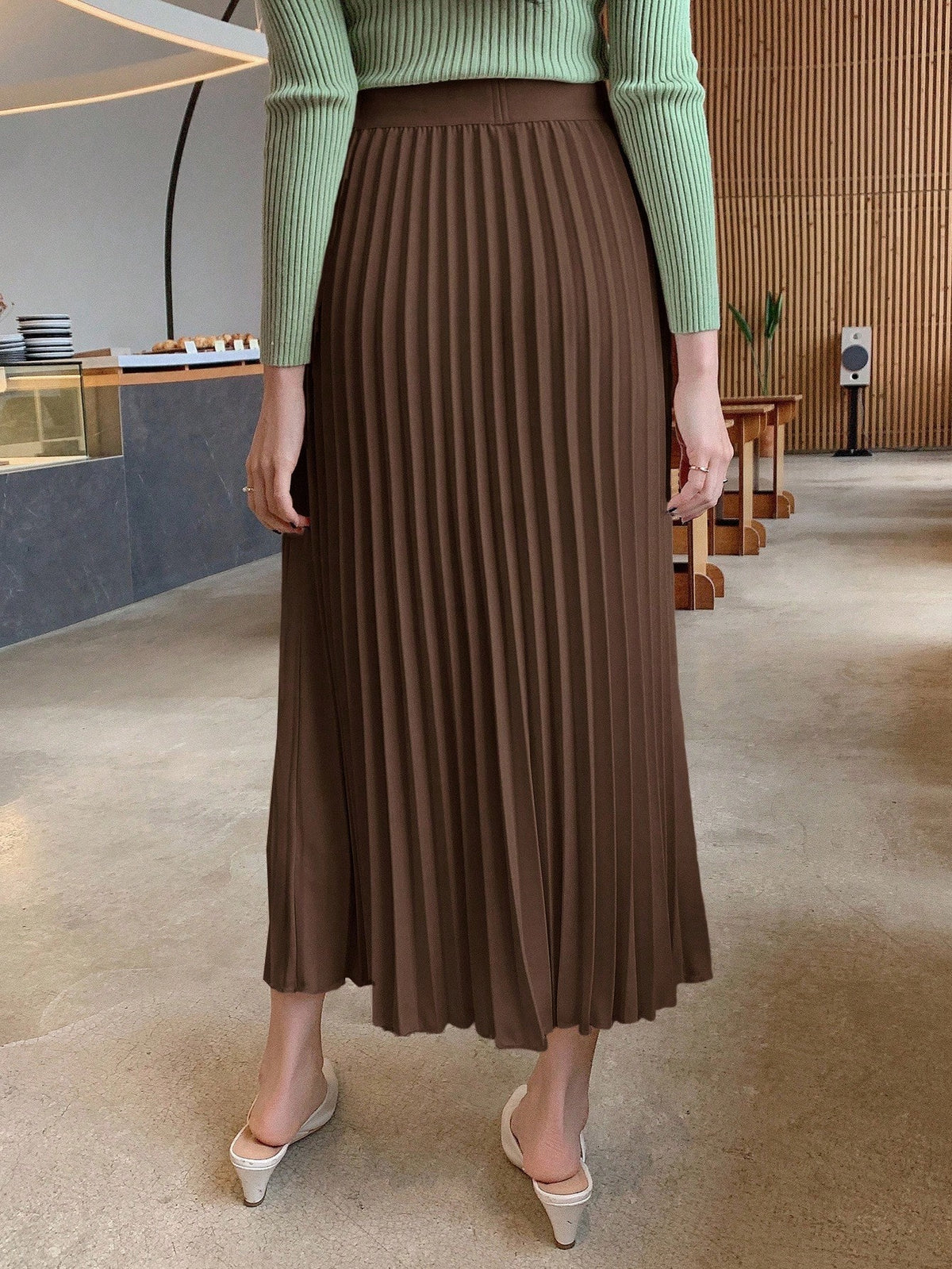 DAZY Solid Color Elegant Pleated Women's Skirt, Spring/Summer Fall,Winter